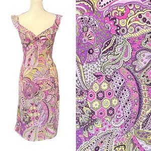 Vintage 90s Y2K Rampage Psychedelic Paisley Bright Colorful Slip Dress